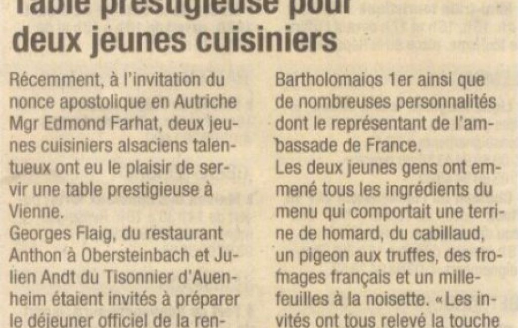 Table préstigieuse pour deux jeunes cuisiniers