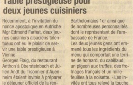 Table prÃ©stigieuse pour deux jeunes cuisiniers